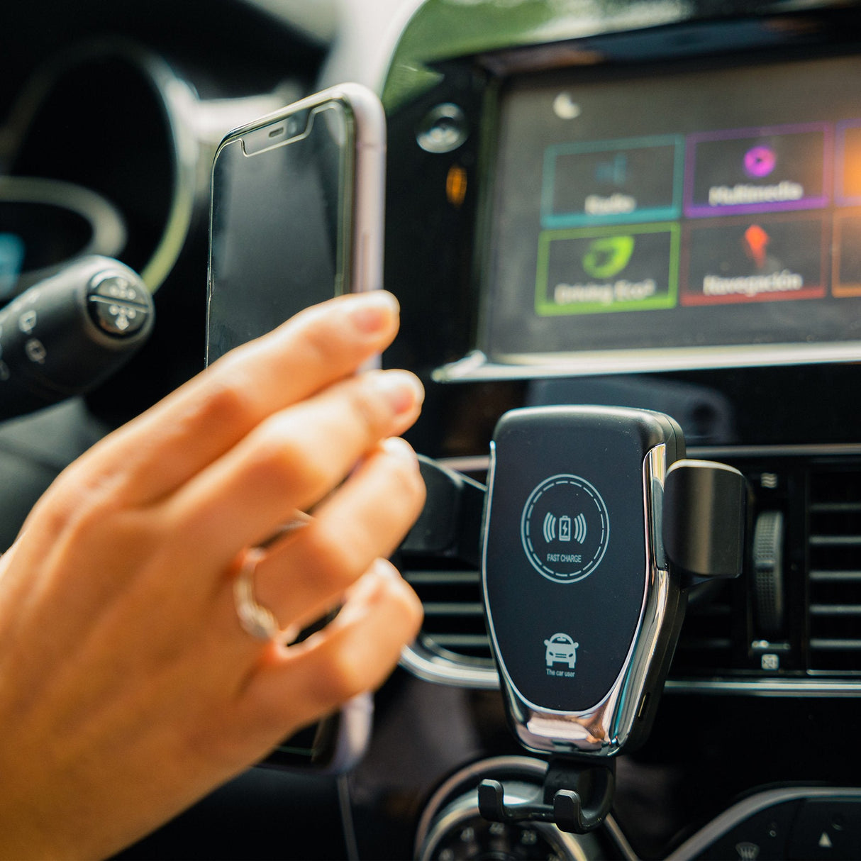 Ksix Cargador Universal Para Coche Carga Inalámbrica 15w