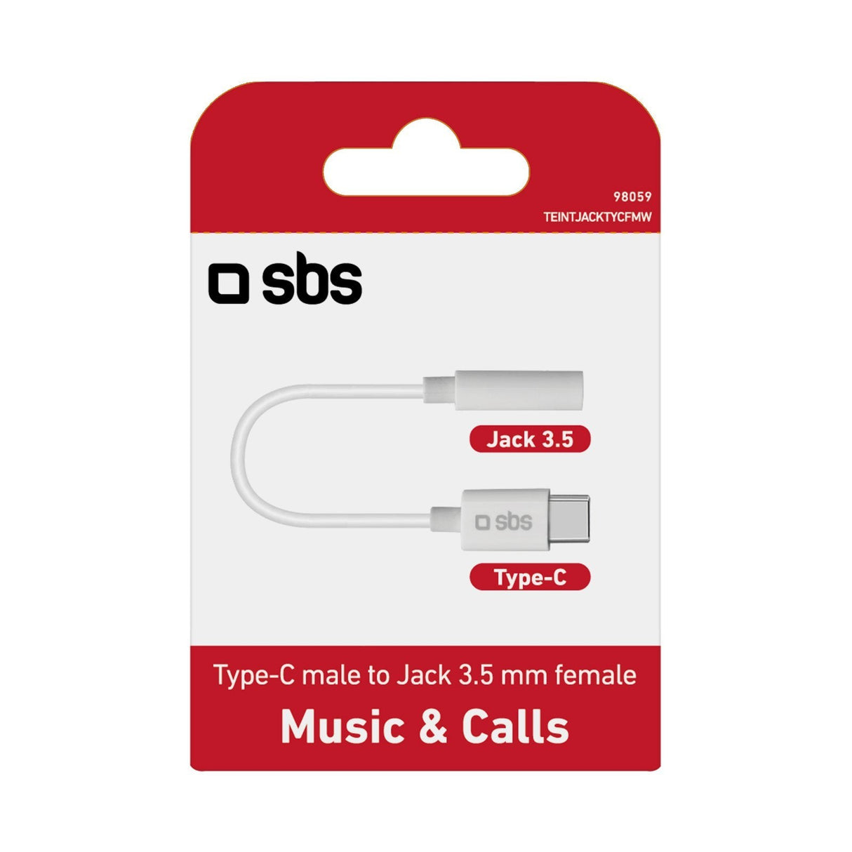 Sbs Teintjacktycfmw Cable De Teléfono Móvil Blanco 0,09 M 3,5mm Usb C