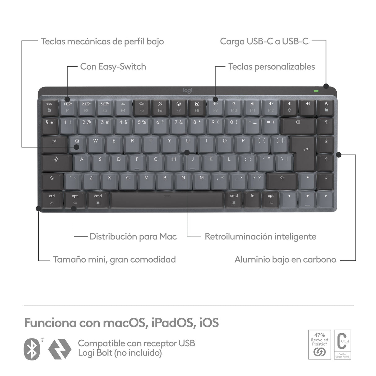 EAN 5099206103368 - Logitech Master 920-010837 teclado Oficina RF Wireless + Bluetooth QWERTY Internacional de EE.UU. Gris imagen 10