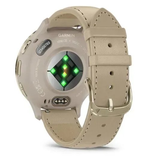 Garmin Venu 3s Smart Watch 41mm, Gps, Stainless Steel Bezel With Leather Band French Gray / Softgold Eu