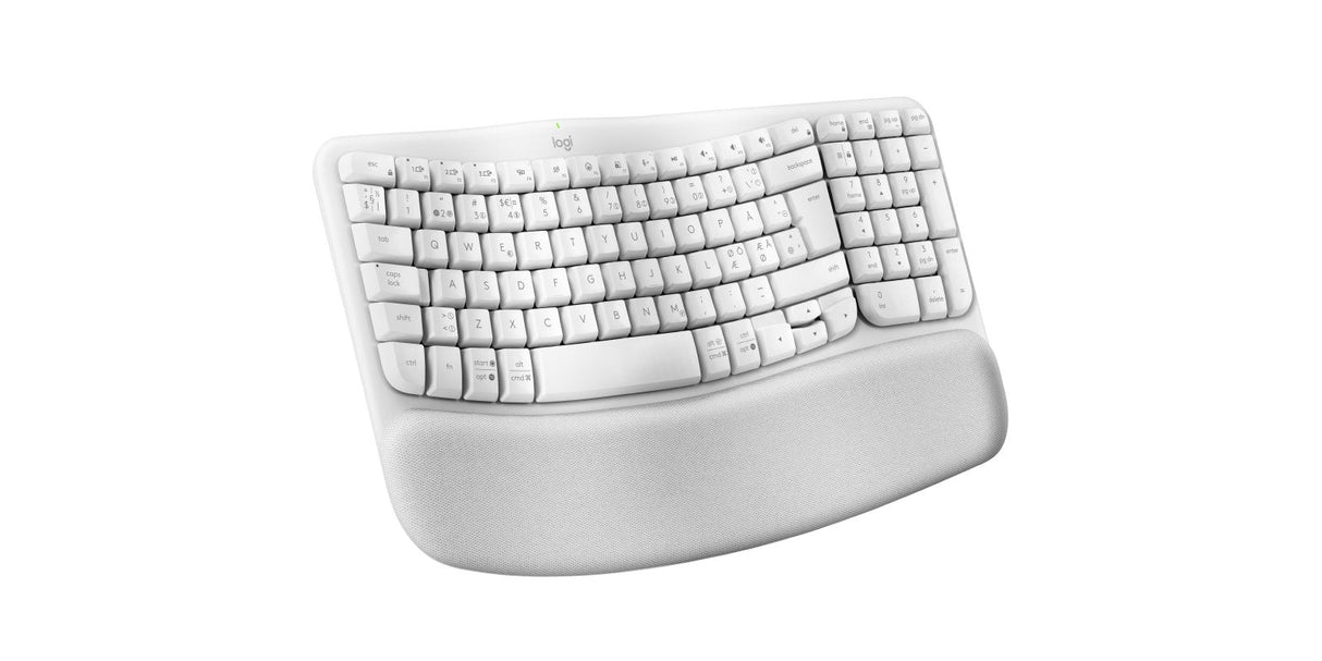 Logitech Wave Keys Keyboard With Cushioned Palm Rest Wireless Azultooth Le Qwerty Off-Blanco (Pan)