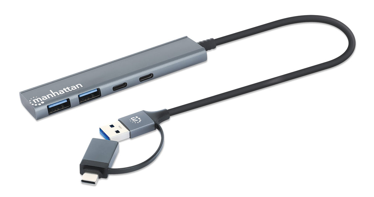 EAN 766623181075 - Manhattan 181075 hub de interfaz USB 3.2 Gen 1 (3.1 Gen 1) Type-A + Type-C 5000 Mbit/s Gris imagen 2
