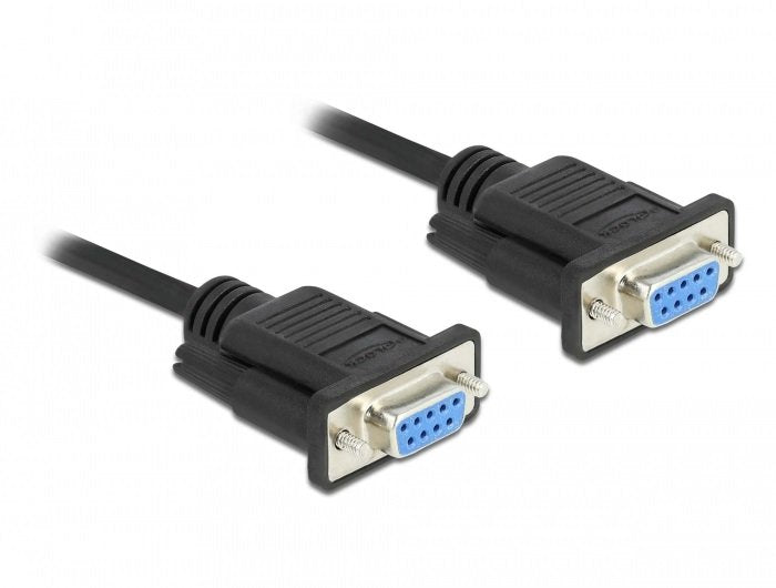 Delock Rs-232 Cable Seriell D-Sub 9 Buchse Zu Buchse Nullmodem Mit Schmalem Steckergehäuse - Cts Rts Auto Control - 2 M