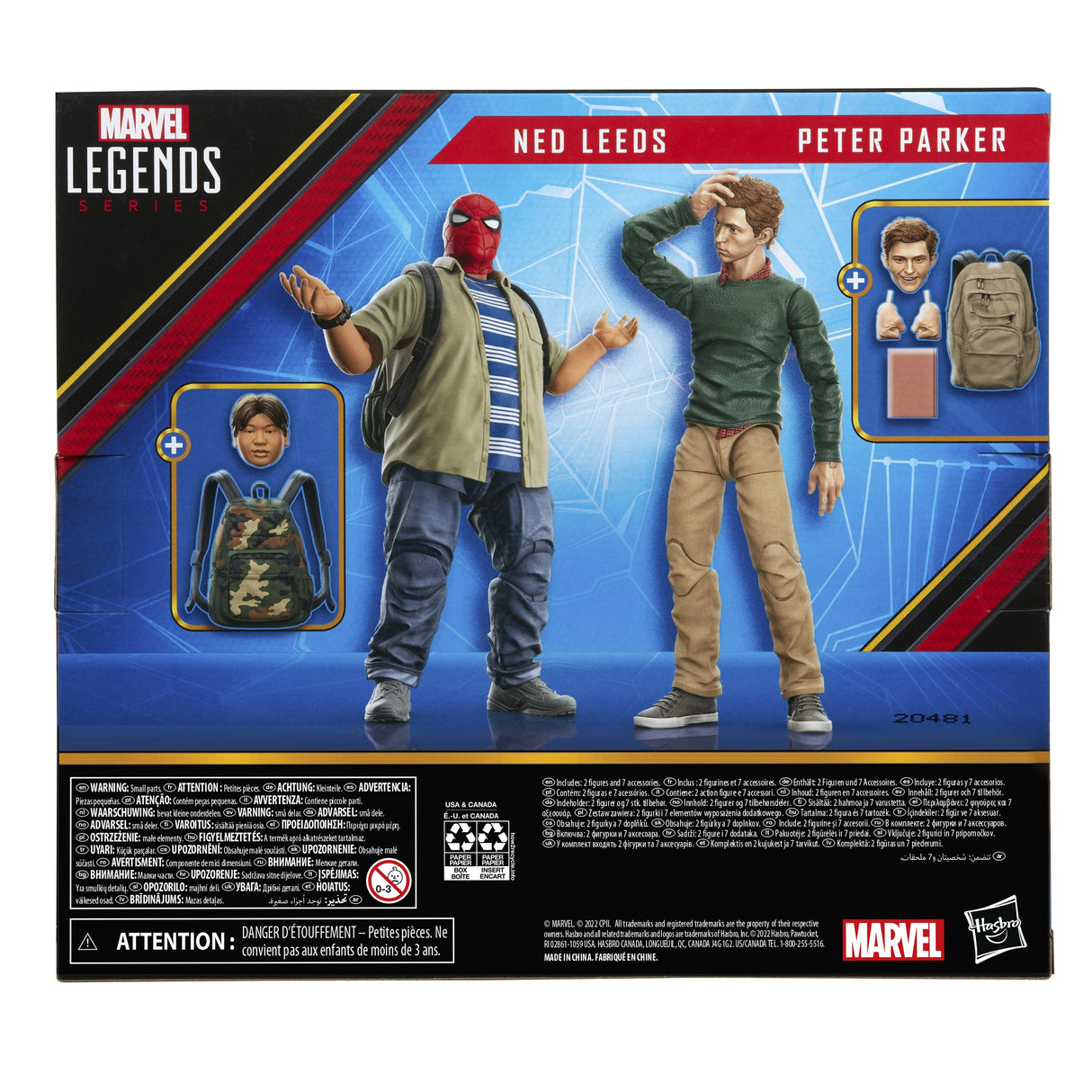Set 2 Figuras Peter Parker Y Ned Leeds Spiderman Homecoming Marvel Legends 15cm