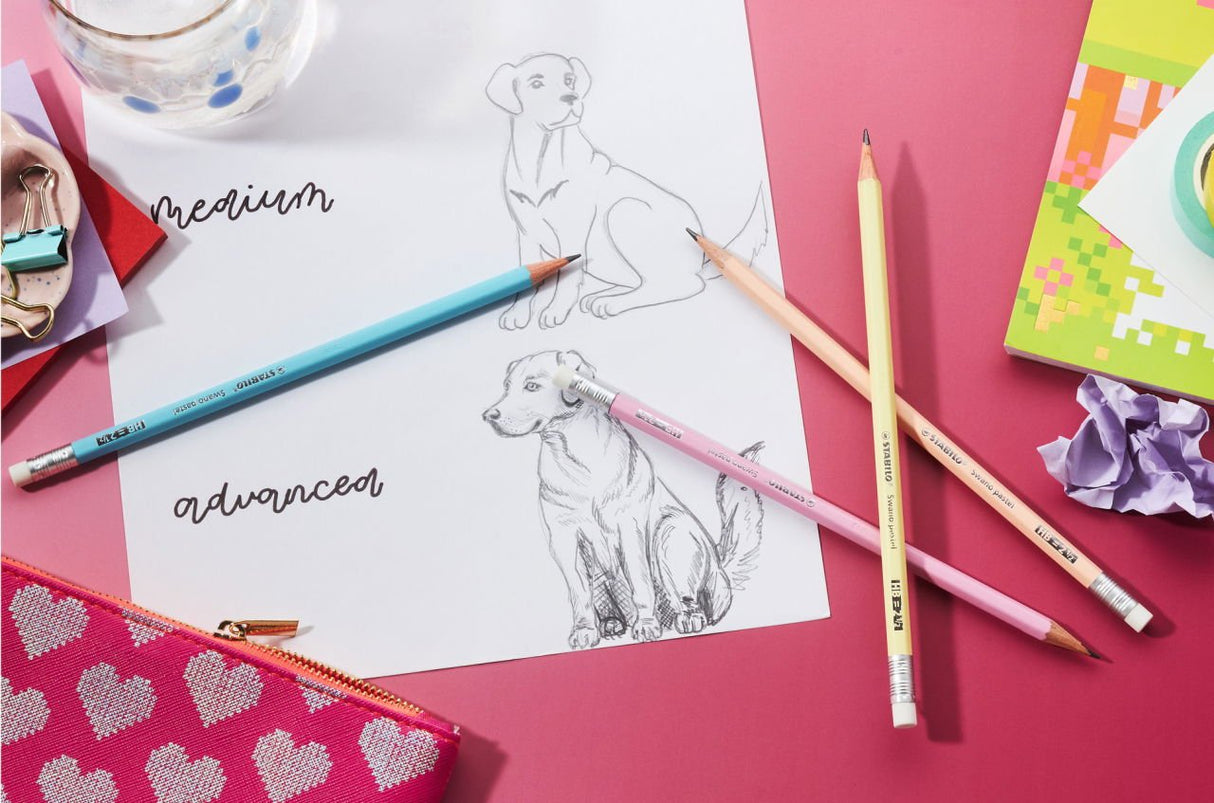 Stabilo Lapiz Grafito Con Goma Swano Pastel Melocotón -12u-