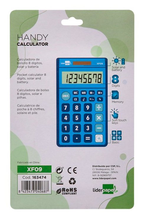 EAN 8423473040687 - Liderpapel XF09 calculadora Bolsillo Calculadora básica Azul imagen 5