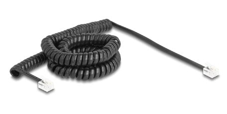 Delock Telefoncable Spiralcable Rj11 Stecker Zu Rj11 Stecker Schwarz 5 M