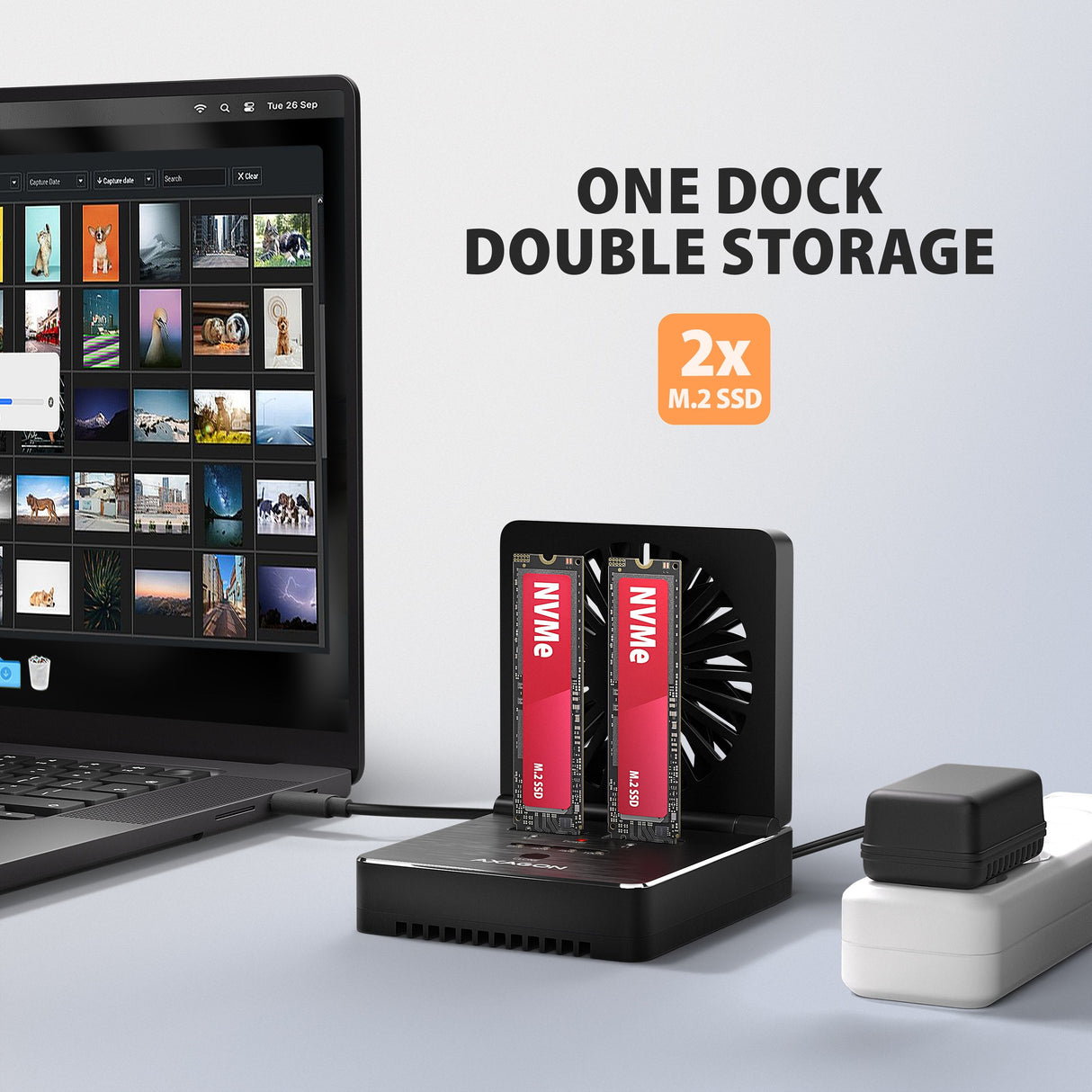 Stacja Dokujaca I Klonujaca Adsa-M2c22 Usb-C 2xnvme /Sata M.2 20gbps