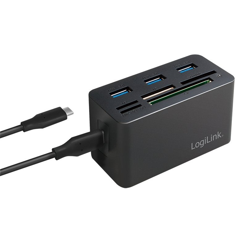 Hub Usb-C Logilink Mini Docking Negro 3xusb3.2/Admite Tarjetas Sd+Microsd+M2+Ms+Cf Cr0046
