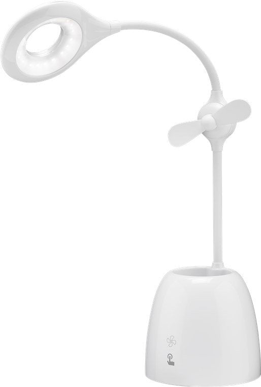 Goobay Wireless Desk Lamp Led With Fan + Pen Box - White