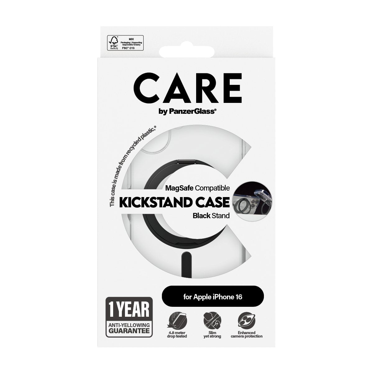 EAN 5715685003868 - PanzerGlass CARE™ by ® Case Transparent w. Black Kickstand & MagSafe iPhone 16 funda para teléfono móvil imagen 3