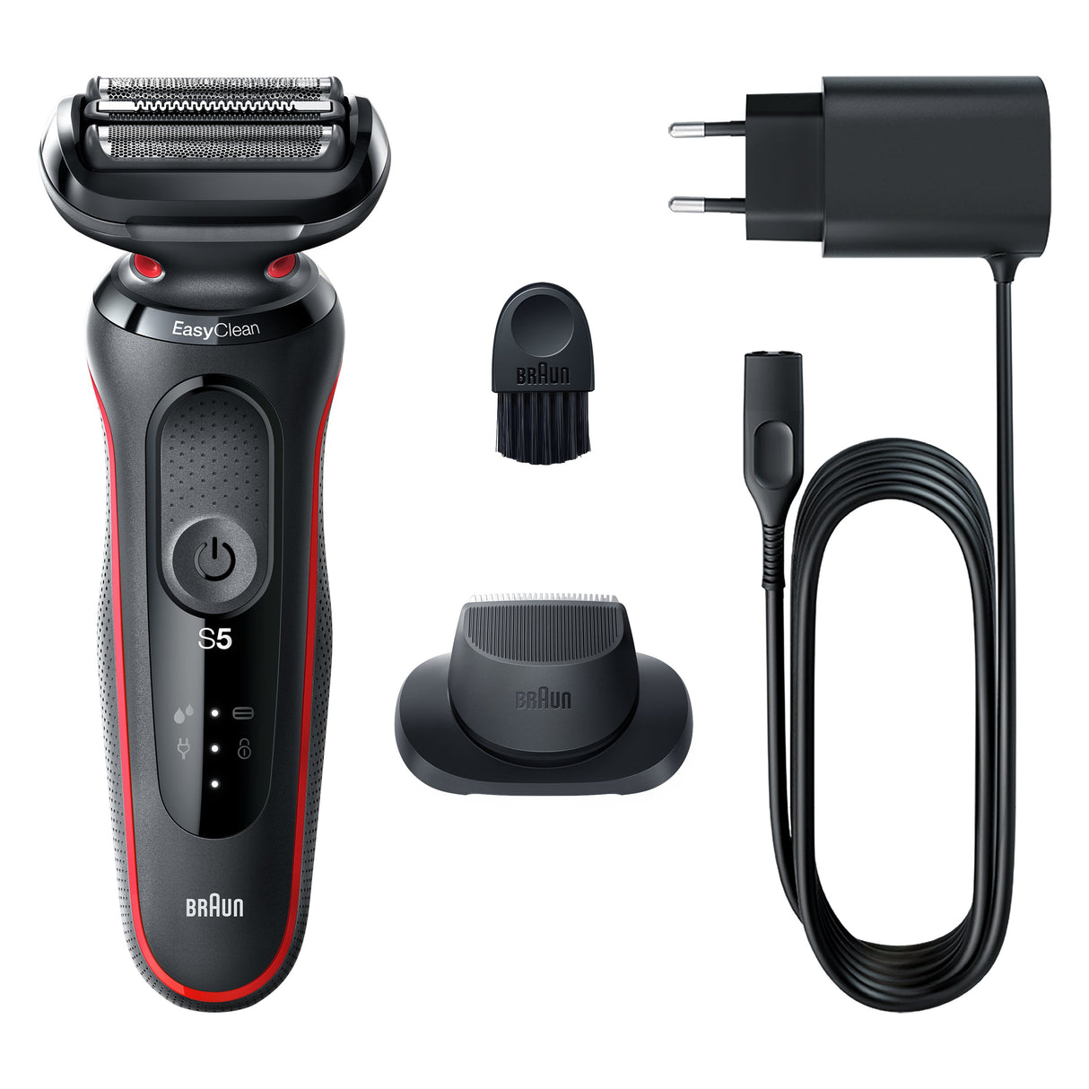 EAN 4210201429333 - Braun Series 5 51-R1200S afeitadora Máquina de afeitar de láminas Recortadora Negro, Rojo imagen 1