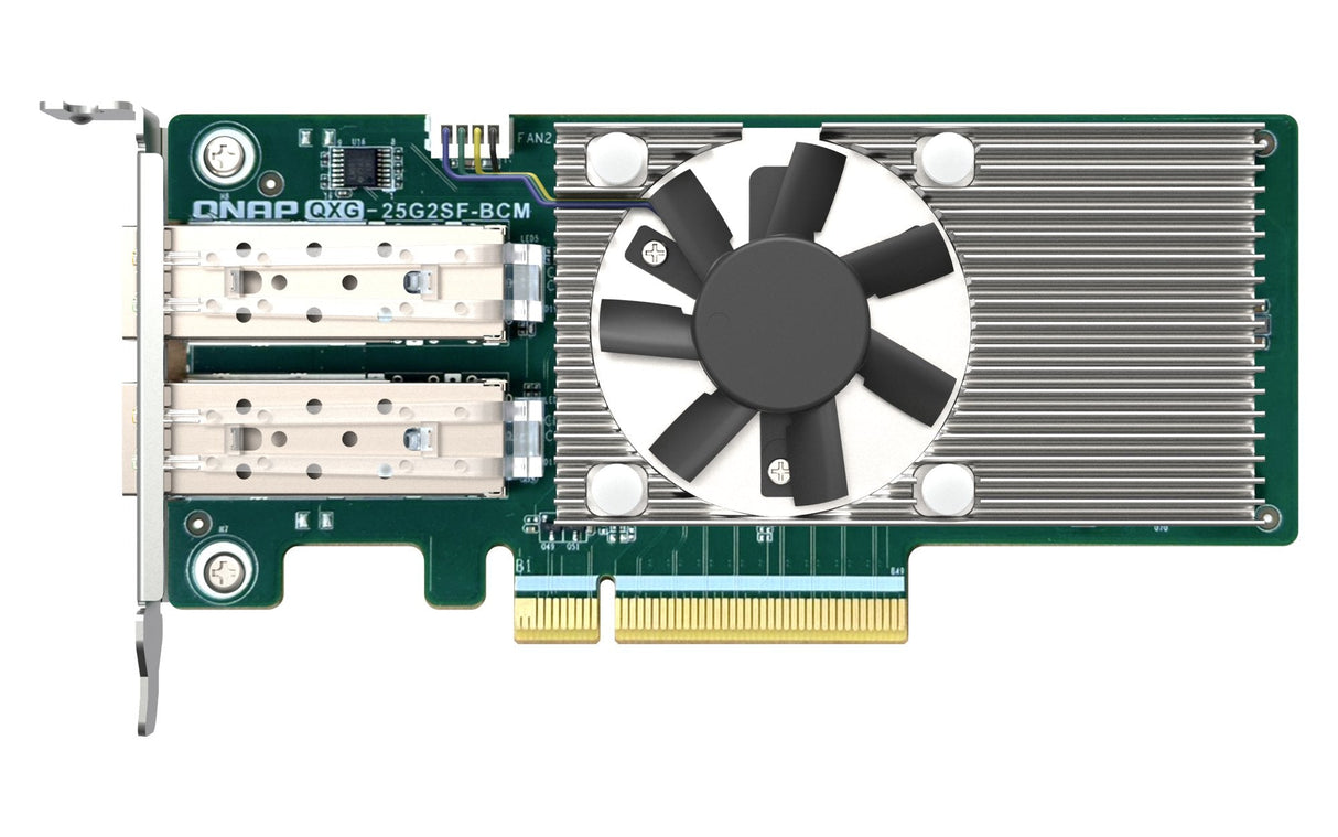 Qnap Qxg-25g2sf-Bcm Adaptador De Red Pcie 4.0 X8 Perfil Bajo 25 Gigabit Sfp28 X 2 Para P/N: Cab-Dac15m-Sfp28 Cab-Dac15m-Sfpp Trx-10gitsfpp-Sr Trx-25gsfp28-Sr