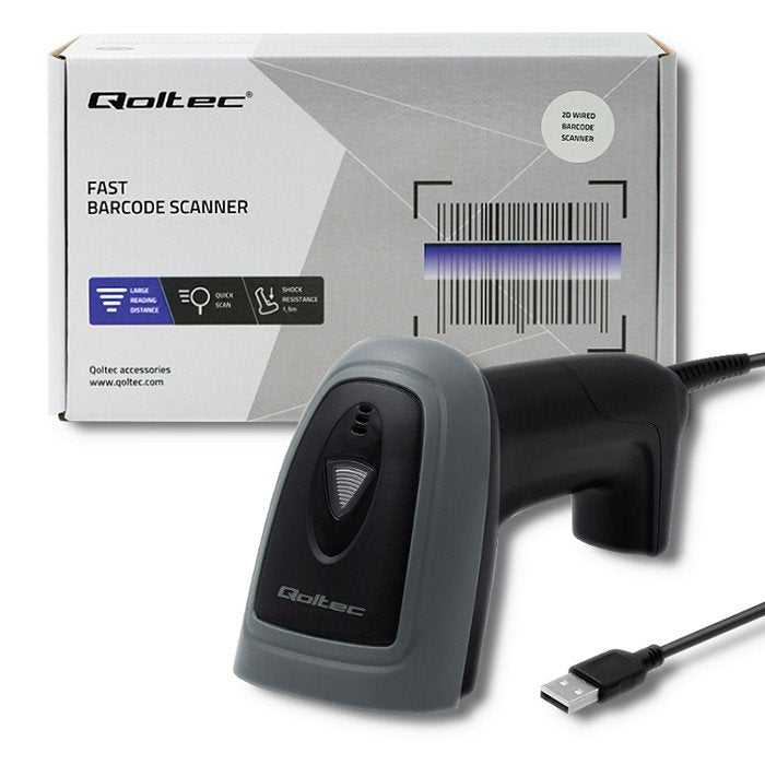 EAN 5901878508634 - Qoltec 50863 lector de código de barras Lector de códigos de barras portátil 1D/2D LED Negro imagen 2