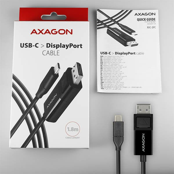 EAN 8595247905314 - Axagon RVC-DPC adaptador de cable de vídeo 1,8 m USB Tipo C DisplayPort Negro imagen 9
