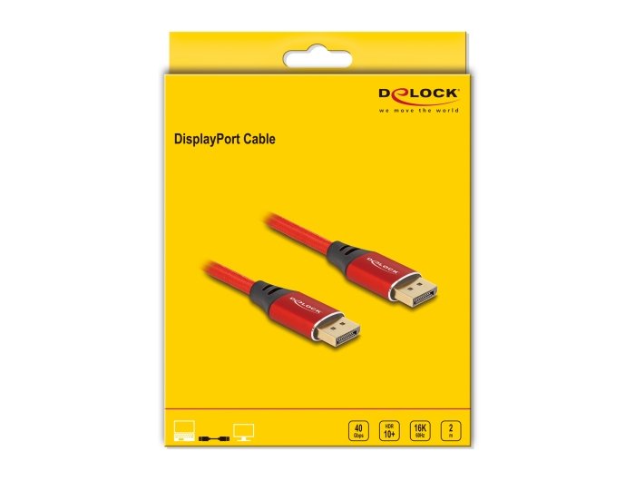 Delock 80632 Cable Displayport 16k 60 Hz 2 M Rojo Metal