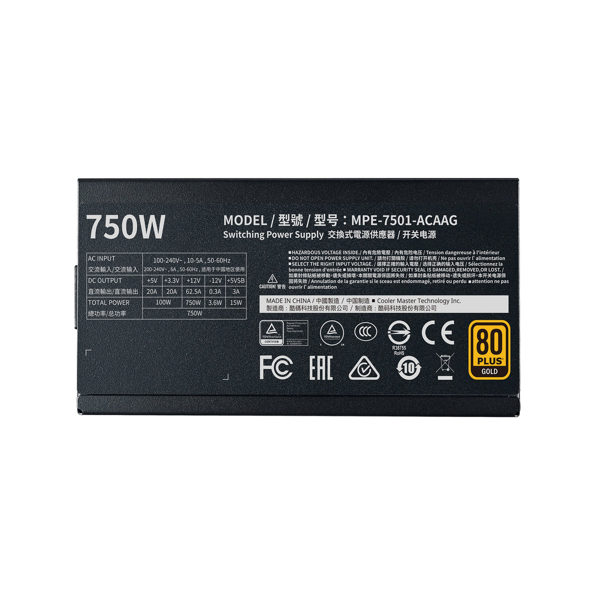 EAN 4719512106495 - Cooler Master MWE Gold 750 - V2 unidad de fuente de alimentación 750 W 24-pin ATX ATX Negro imagen 3