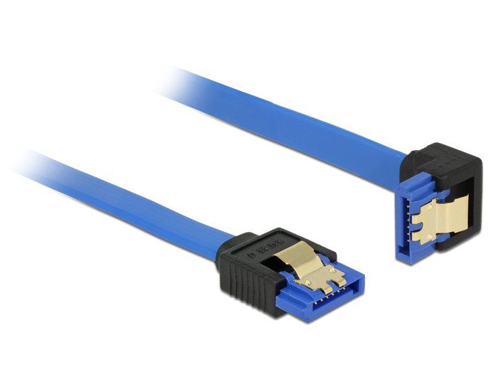 Delock Cable Sata 6 Gb S Buchse Gerade > Sata Buchse Unten Gewinkelt 20cm Blau Mit Goldclips