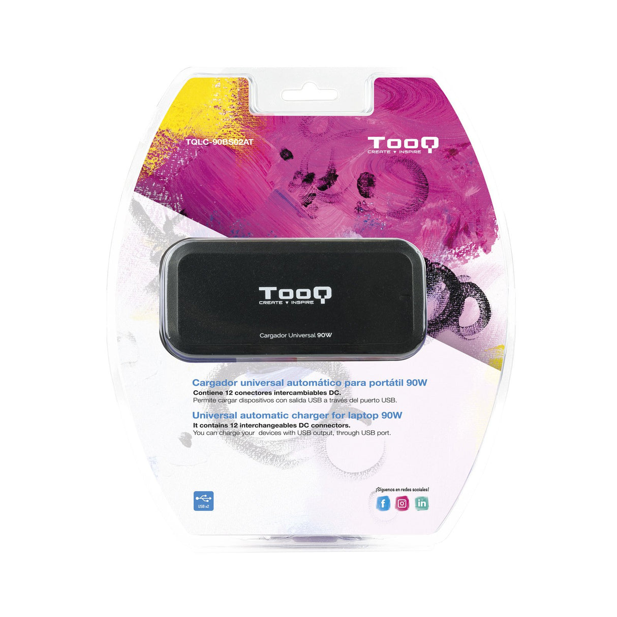 EAN 8433281007246 - TooQ TQLC-90BS02AT adaptador e inversor de corriente Interior 90 W Negro imagen 6