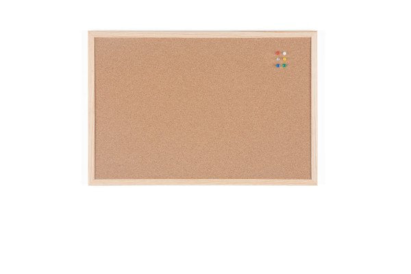 Bi-Office Tablero De Corcho Doble Cara 600x400mm Marco Natural