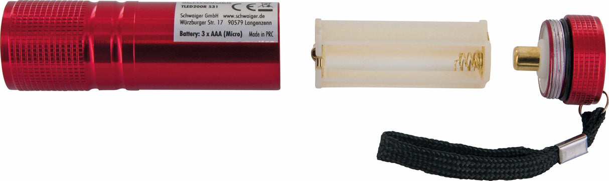 Mini Linterna Schwaiger Cob, 90 Lúmenes, Roja