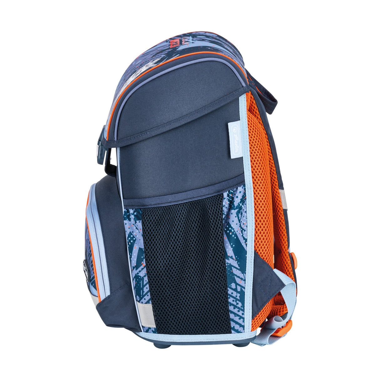 Herlitz Loop Plus Techmech Juego De Mochila Escolar Niño Poliéster Azul, Naranja