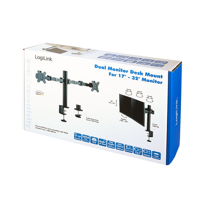 EAN 4052792060102 - LogiLink BP0106 soporte para monitor 81,3 cm (32") Escritorio Negro imagen 8