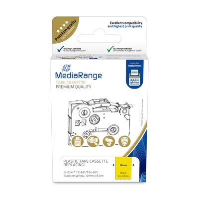 Mediarange Schriftbandka. Brother Tz-631 Tze-631 12mm 8m Sch
