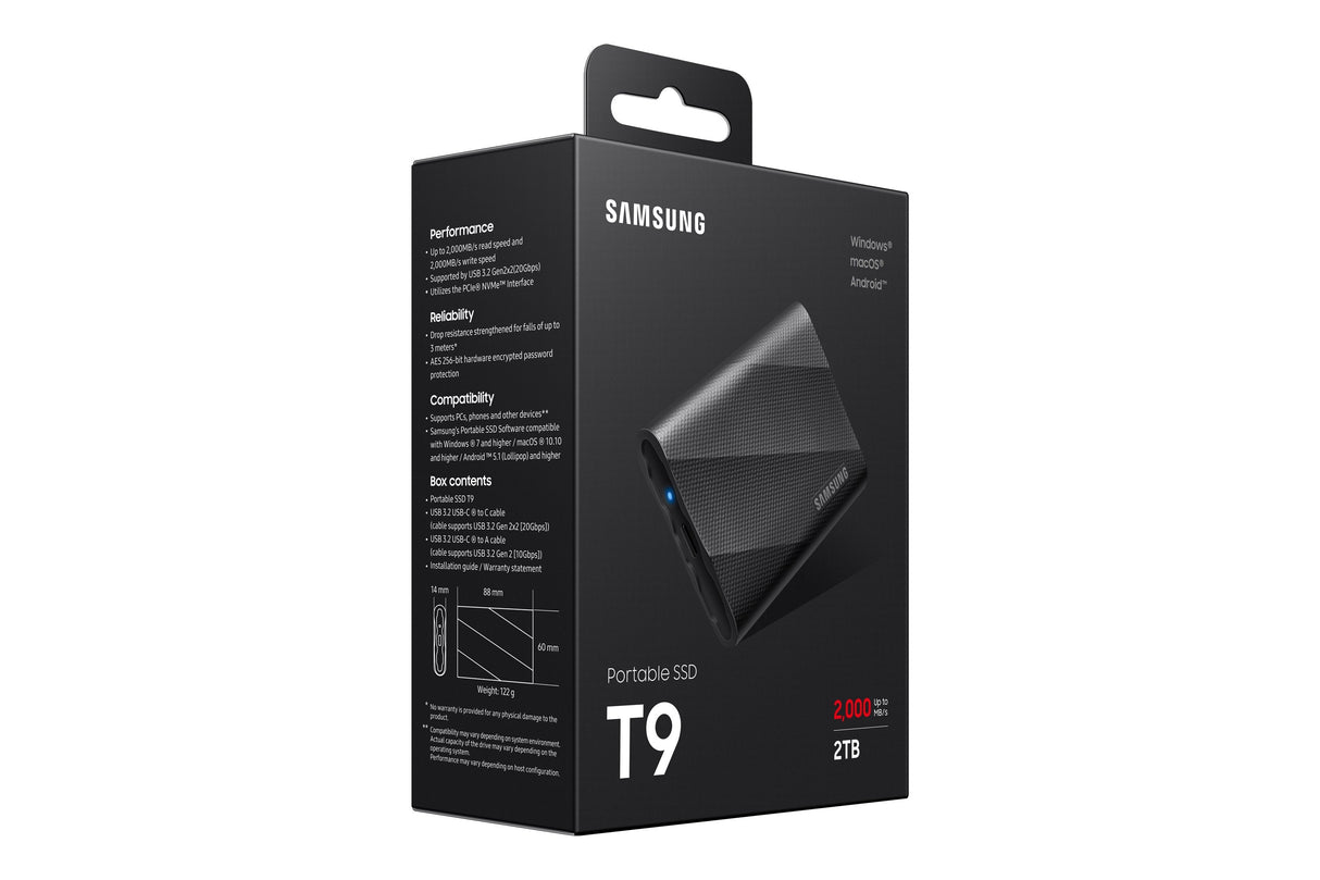 Disco Externo Ssd Samsung Portable T9 2tb Usb 3.2 Negro