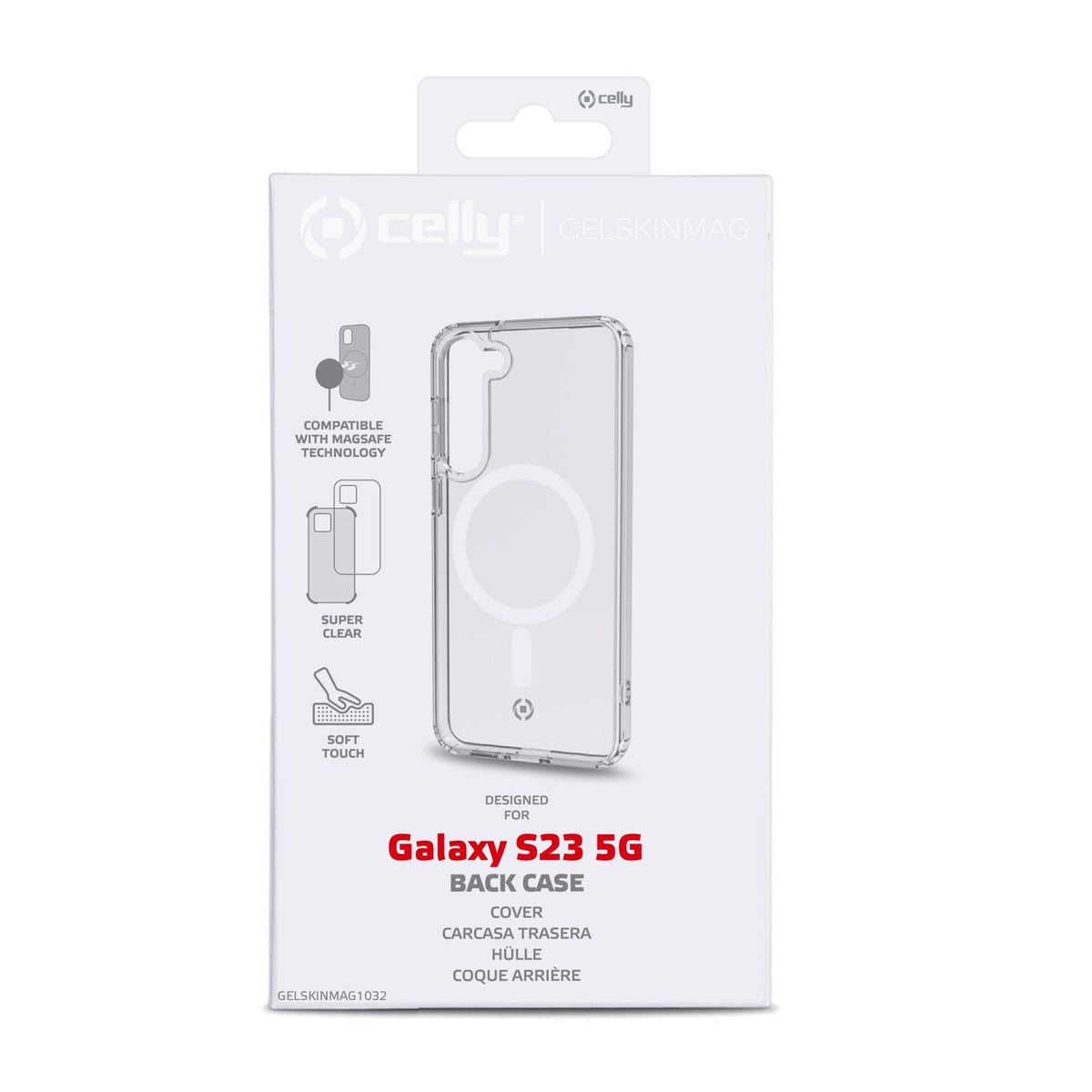 Celly Gelskinmag1032 Funda Para Samsung Galaxy S23 5g/ S23 5g Enterprise Edition (6.1") Transparente, Blanco