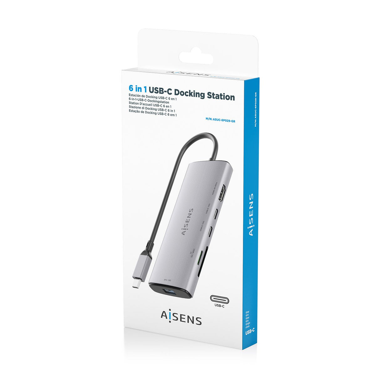 EAN 8435739903575 - AISENS ASUC-6P029-GR base para portátil y replicador de puertos Alámbrico USB 3.2 Gen 1 (3.1 Gen 1) Type- imagen 7