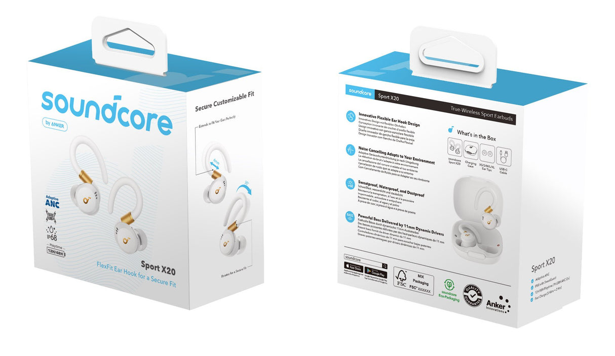 EAN 194644187002 - Soundcore Sport X20 Auriculares Inalámbrico Dentro de oído Llamadas/Música/Deporte/Uso diario Blanco imagen 7