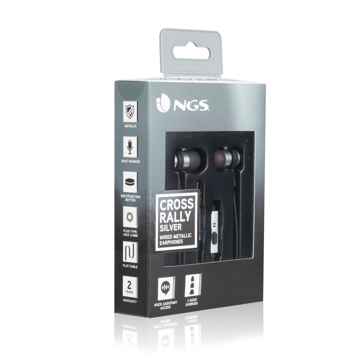 Auriculares Intrauditivos Ngs Cross Rally Con Micrófono Jack 3.5 Plateados