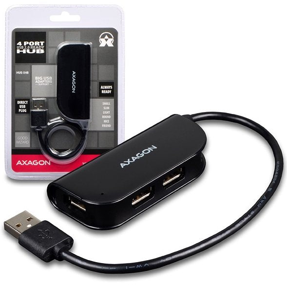 EAN 8595247902764 - Axagon HUE-X4B hub de interfaz USB 2.0 480 Mbit/s Negro imagen 5