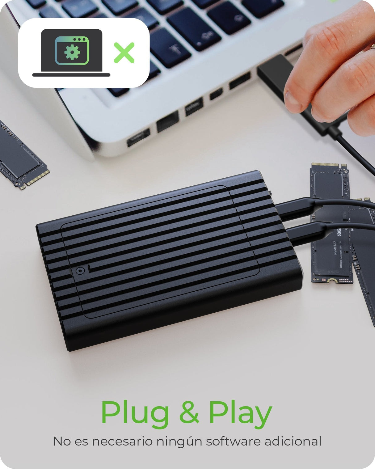 Icybox Caja Externa Con Función De Clonación Para Ssd M.2 Nvme Usb3.2 Gen2