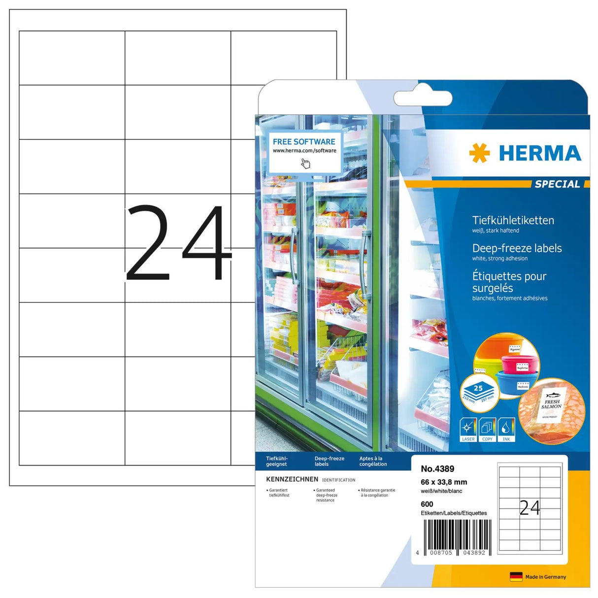 EAN 4008705043892 - HERMA 4389 etiqueta de impresora Blanco Etiqueta para impresora autoadhesiva imagen 1