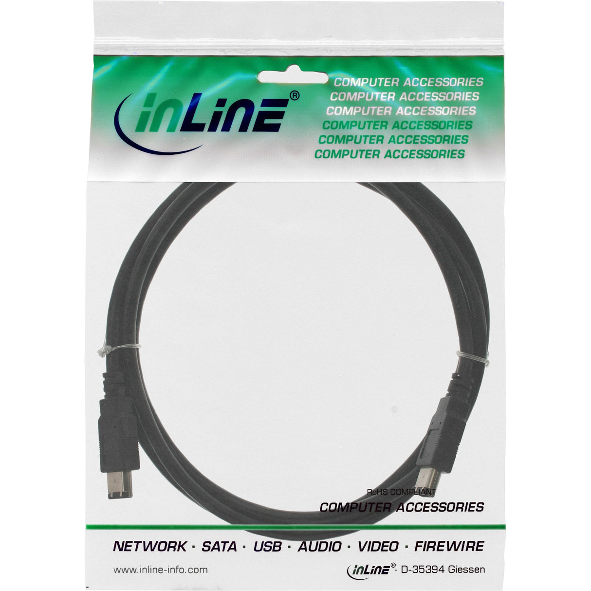 Inline Firewire 400 1394 Cable 6 Pines Macho A Macho 3m