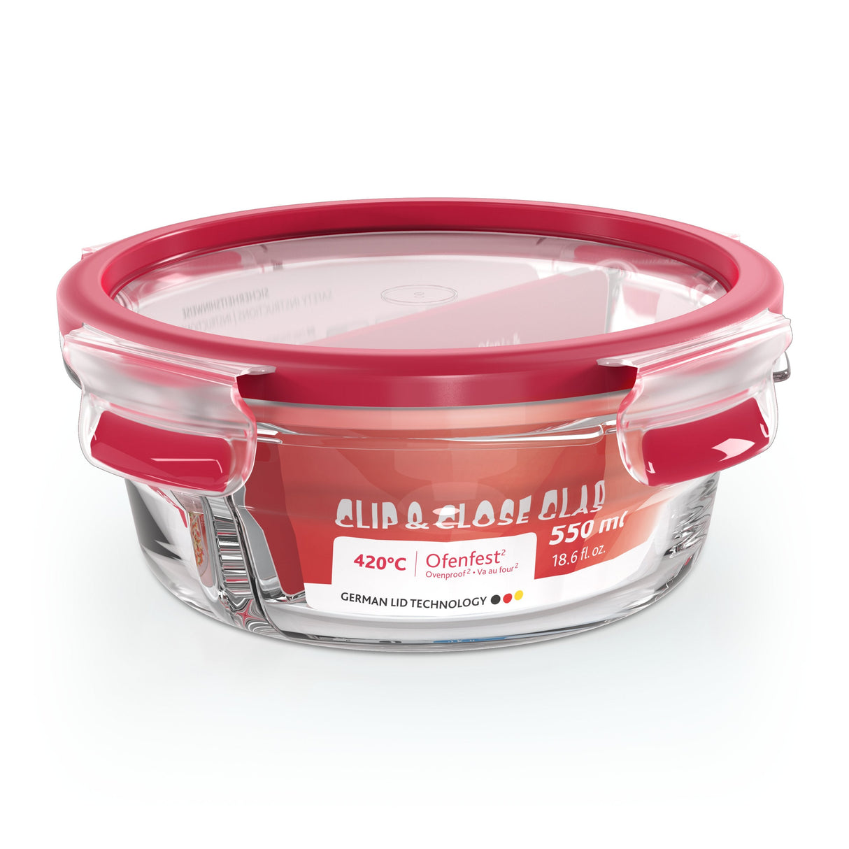 Recipiente De Alimentos De Vidrio Clip & Close Emsa 0,55 Litros, Por Separado