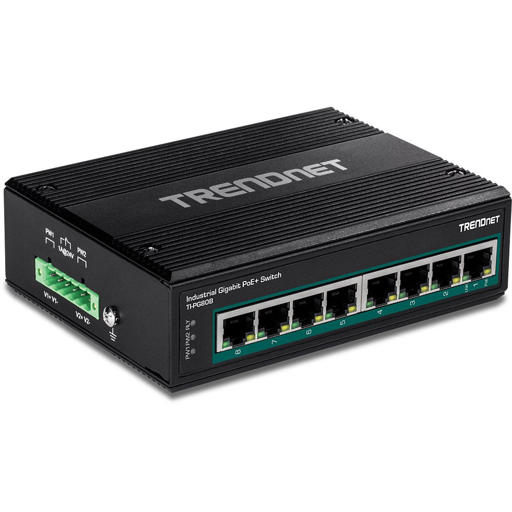 Trendnet Ti-Pg80b Switch 8 Puertos Industrial Gigabit Poe+ Din-Rail (24-56v)