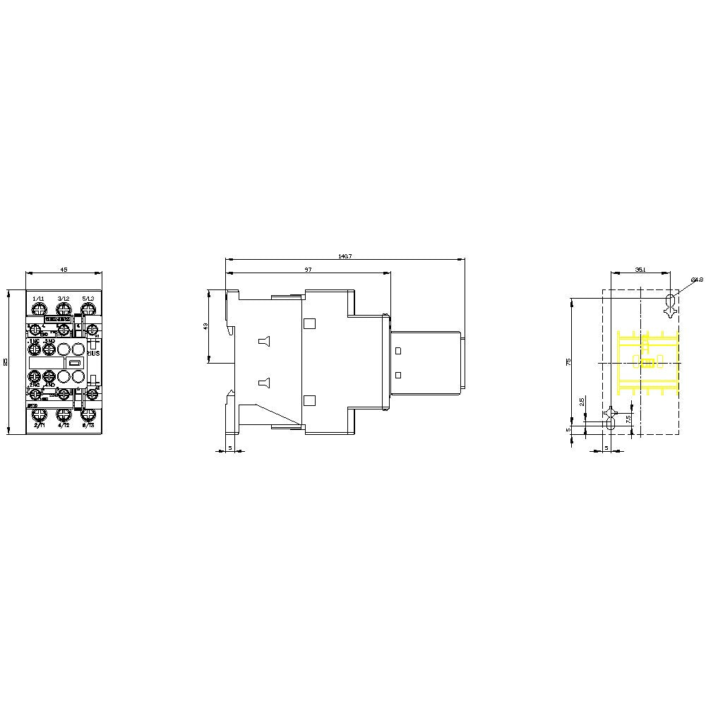 Siemens 3rt20251ap04 Schtz Ac-3 7,5kw 400v 2s+2 230vac 50hz 3p S0