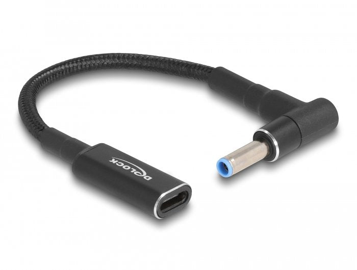 Delock 60031 Cable De Carga Portátil Usb Type-C Hembra A Hp 4,5 X 3,0 Mm Macho En Ángulo De 90° 15 Cm