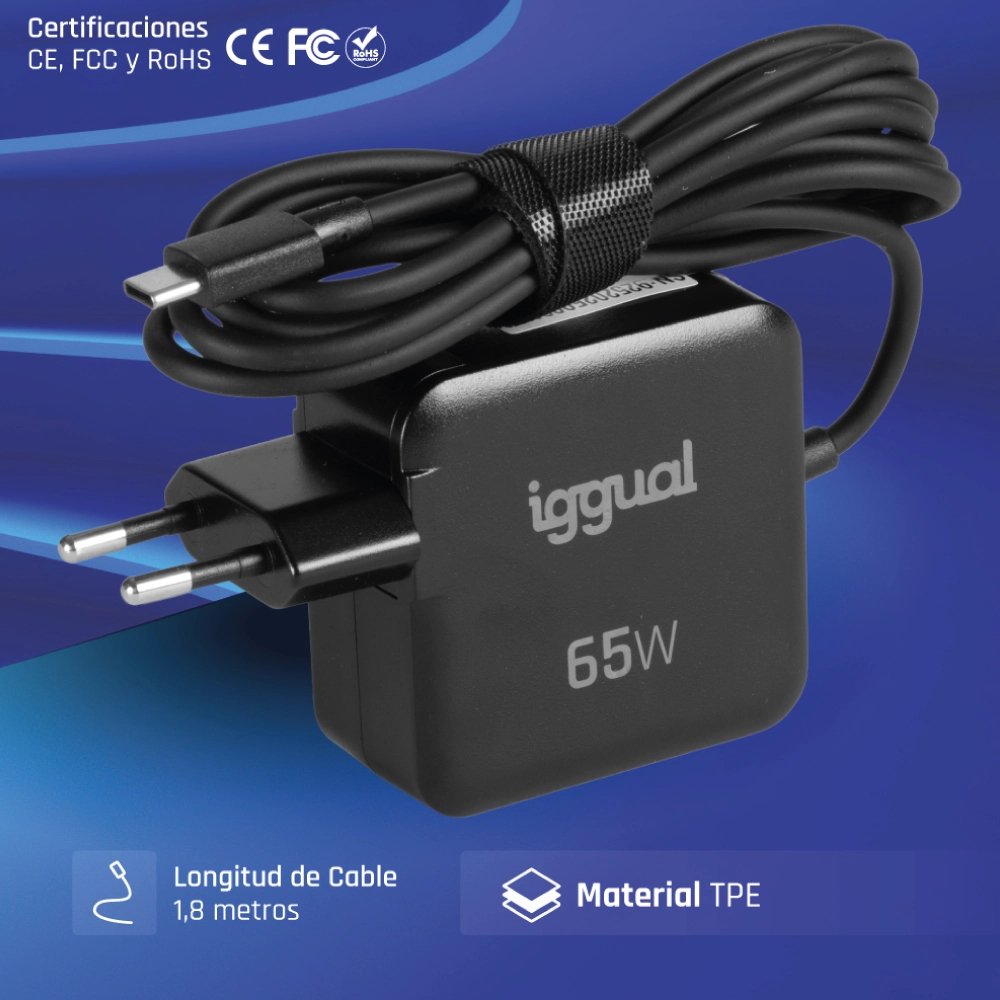 EAN 8435364319925 - iggual PD 65W Universal Negro Corriente alterna Carga rápida Interior imagen 2