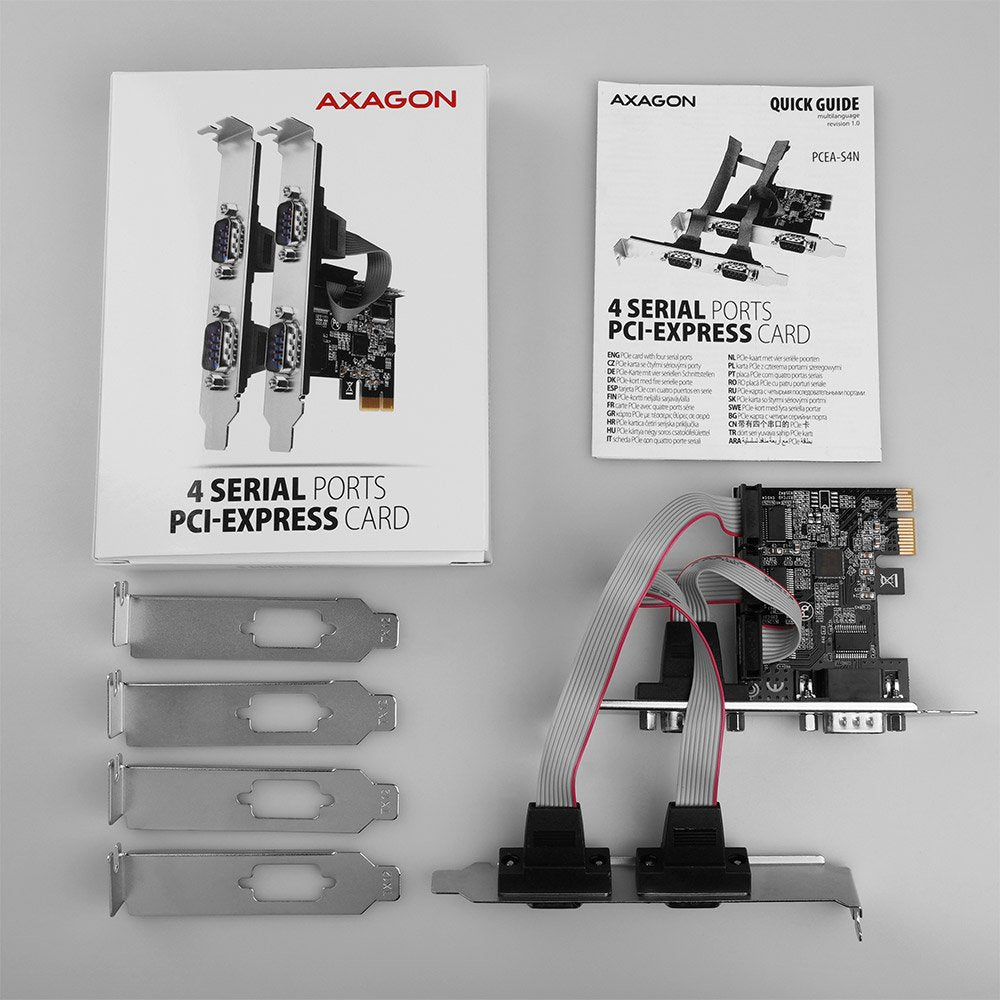 EAN 8595247905413 - Axagon PCEA-PSN PCIe-Adapter mit 4x Seriell-Ports - ASIX AX99100 Chipsatz tarjeta y adaptador de interfaz imagen 4