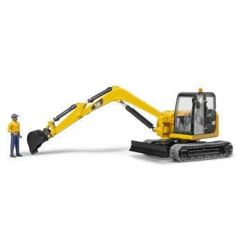 Bruder Mini Excavadora Cat Con Trabajador De La Construcción 02466