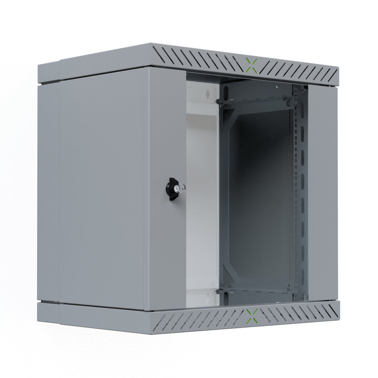 Armario De Pared X-Rack De 19" Con Puerta De Vidrio De 400-600 Mm, 12u, Color Gris.
