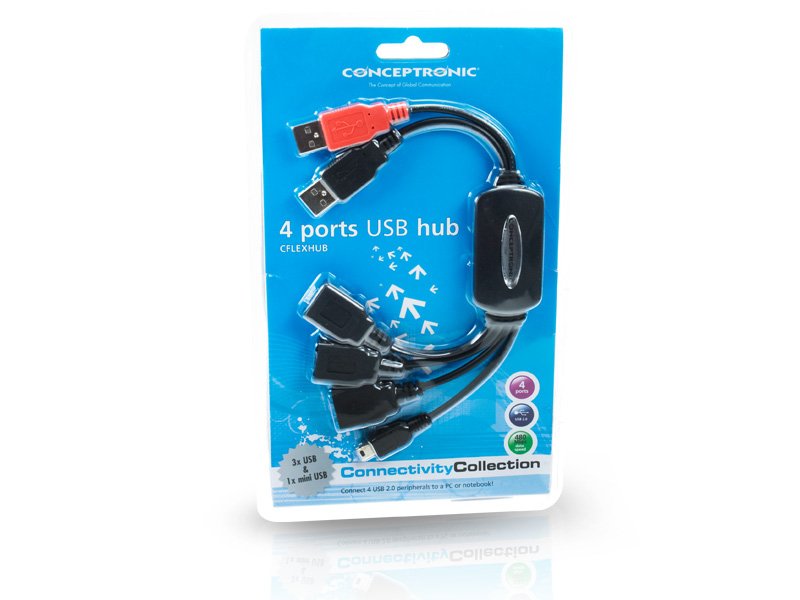 EAN 8714909019460 - Conceptronic CFLEXHUB hub de interfaz Negro, Rojo imagen 4