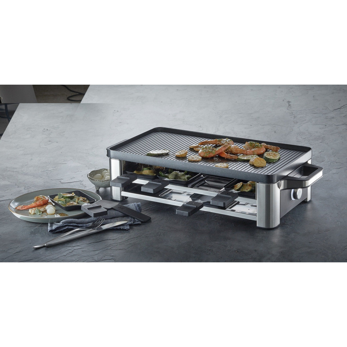 Wmf Lono 04.1504.0011 Parrilla De Interior 8 Personas(S) 1500 W Negro, Cromo, Raclette Negro, 1500 W, 220 - 240 V, 50 - 60 Hz, 545 Mm, 241 Mm, 130 Mm