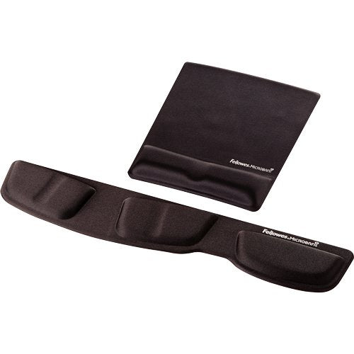 Fellowes Alfombrilla Con Reposamuñecas De Espuma Canal Ergonomico - Diseñador Para Evitar Dolor De Muñeca - Color Negro