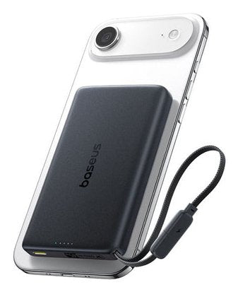 Picogo Am52 Qi2.2 Slim Magnetic Power Bank With Built-In Cable 10000mah 45w Cosmic Black