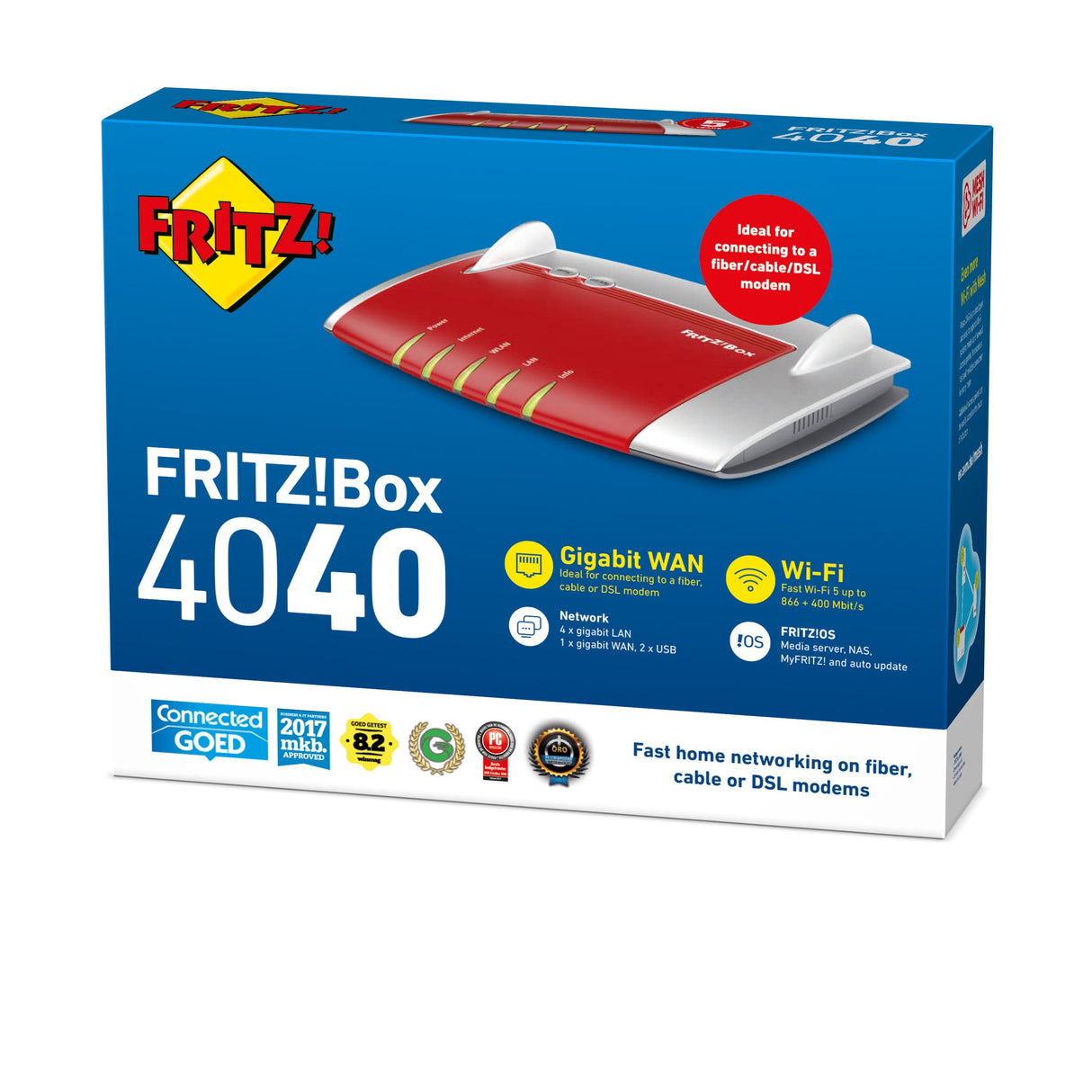 EAN 4023125027673 - Box 4040 router inalámbrico Gigabit Ethernet Doble banda (2,4 GHz / 5 GHz) Rojo imagen 3